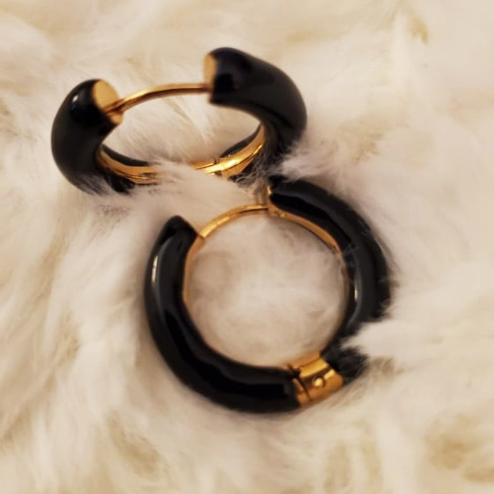 Versatile, Fashion, Round Earrings, Ring drip, Black Color Earrings For Women
